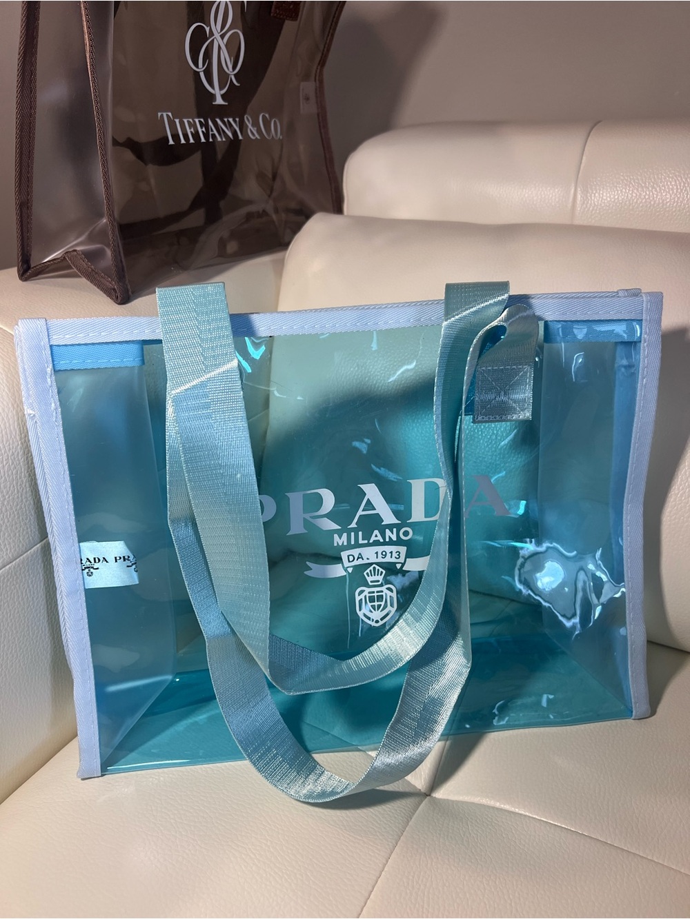 Prada Milano Transparent Aqua Tote